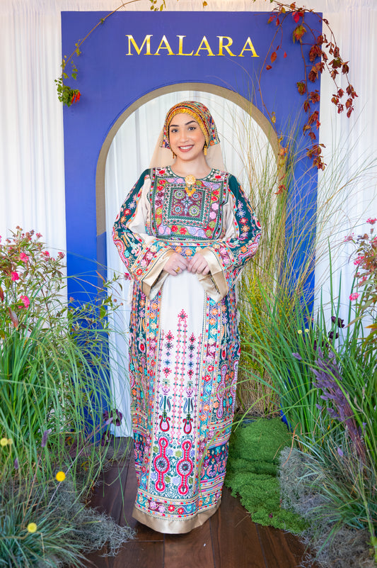 Dark Green and Cream Malaaka Thobe