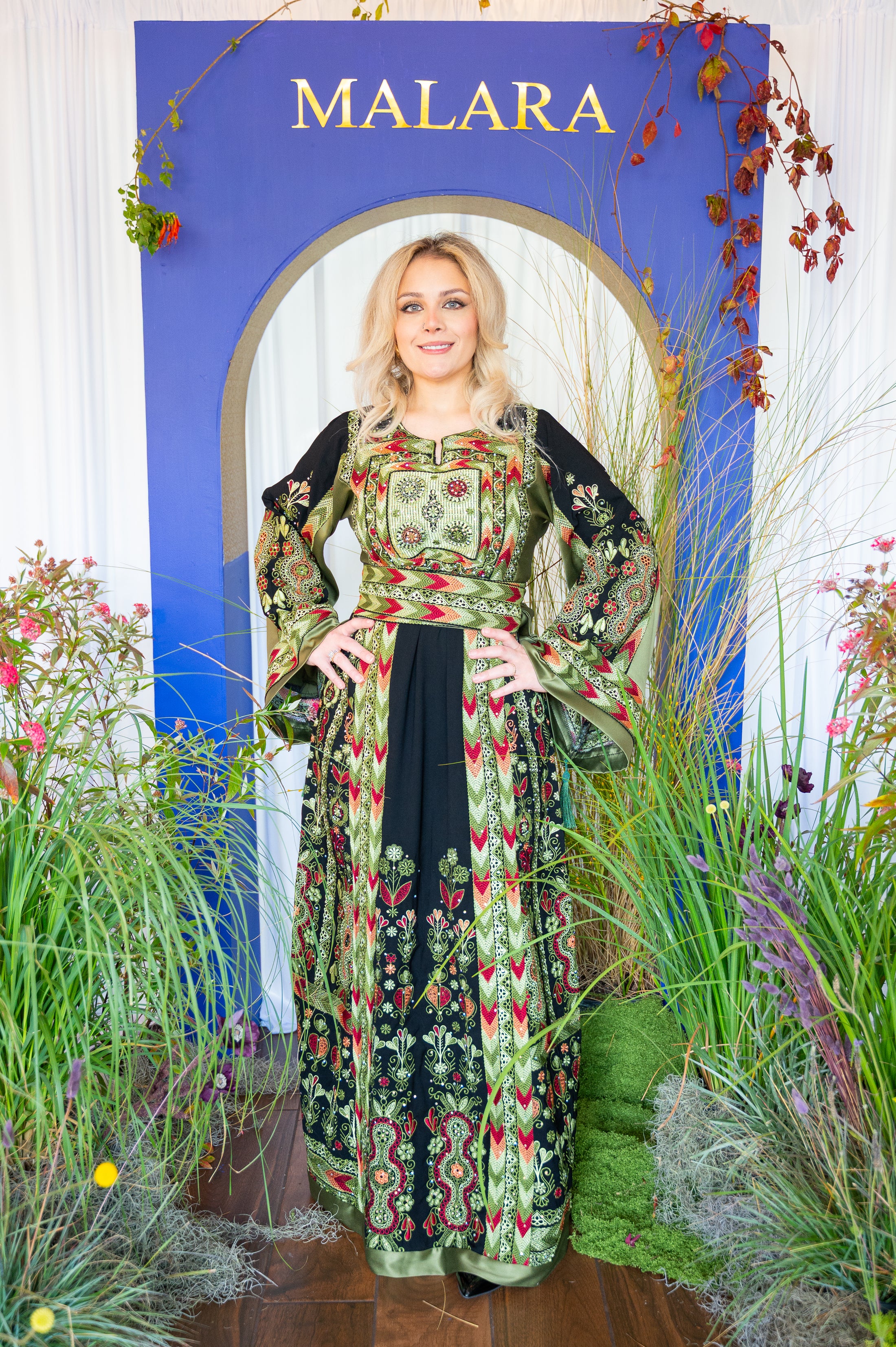 Black and Olive Green Chevron Thobe