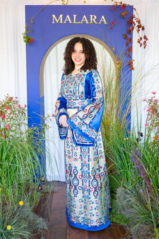 Blue and Gold Full Satin Thobe