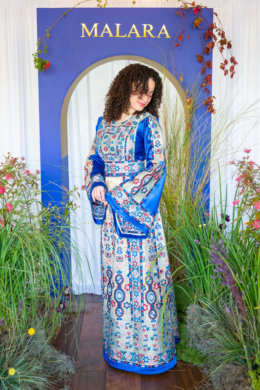 Blue and Gold Full Satin Thobe