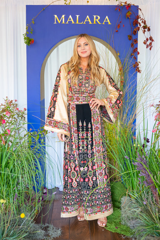 Black and Gold Satin Malaaka Thobe