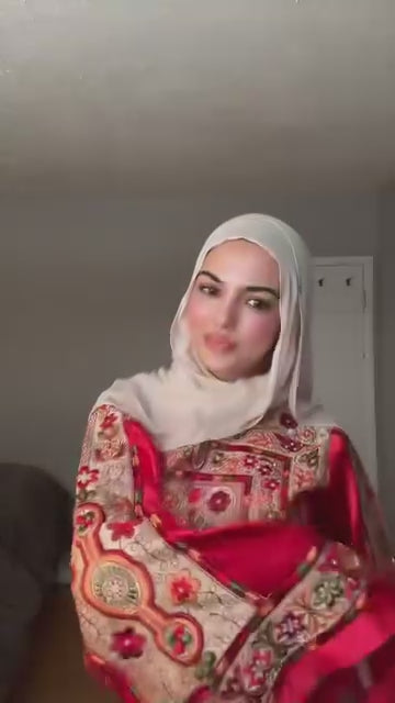 Red and Gold Full Satin Thobe